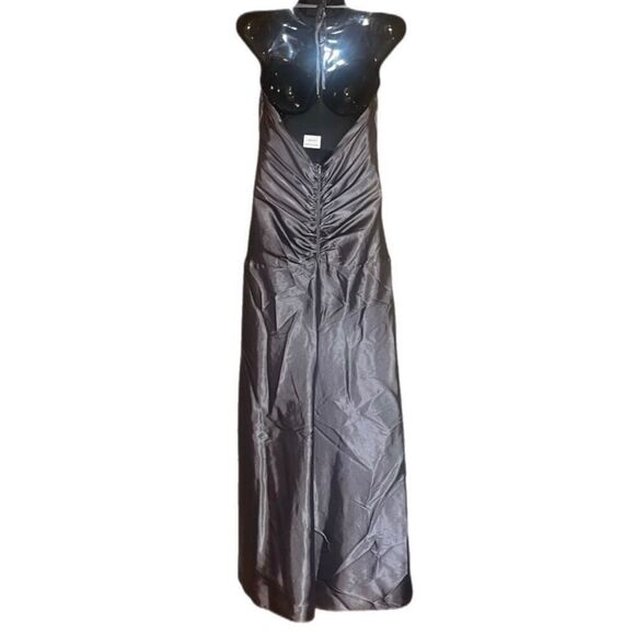 Jessica McClintock Gunmetal Vintage Halter Jeweled Detail Gown Sz12 - Picture 5 of 8